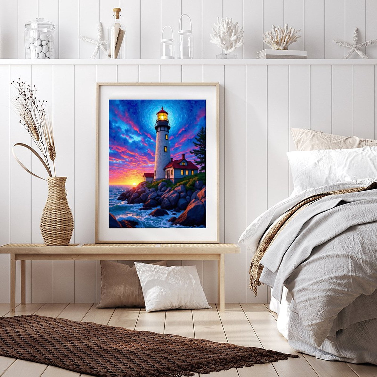 Diamond Art Kits for Adults - 5d Lighthouse Vibrant Sunset Seascape Diamond Painting for Adults, Diamond Art for Adults Beginners, Diamond Painting Kits for Adults for Home Wall Decor