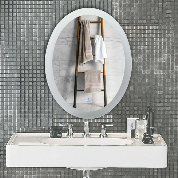 Oval Led Lighted Bathroom Mirror Plug, Wall Mounted Plug In Vanity Lights
