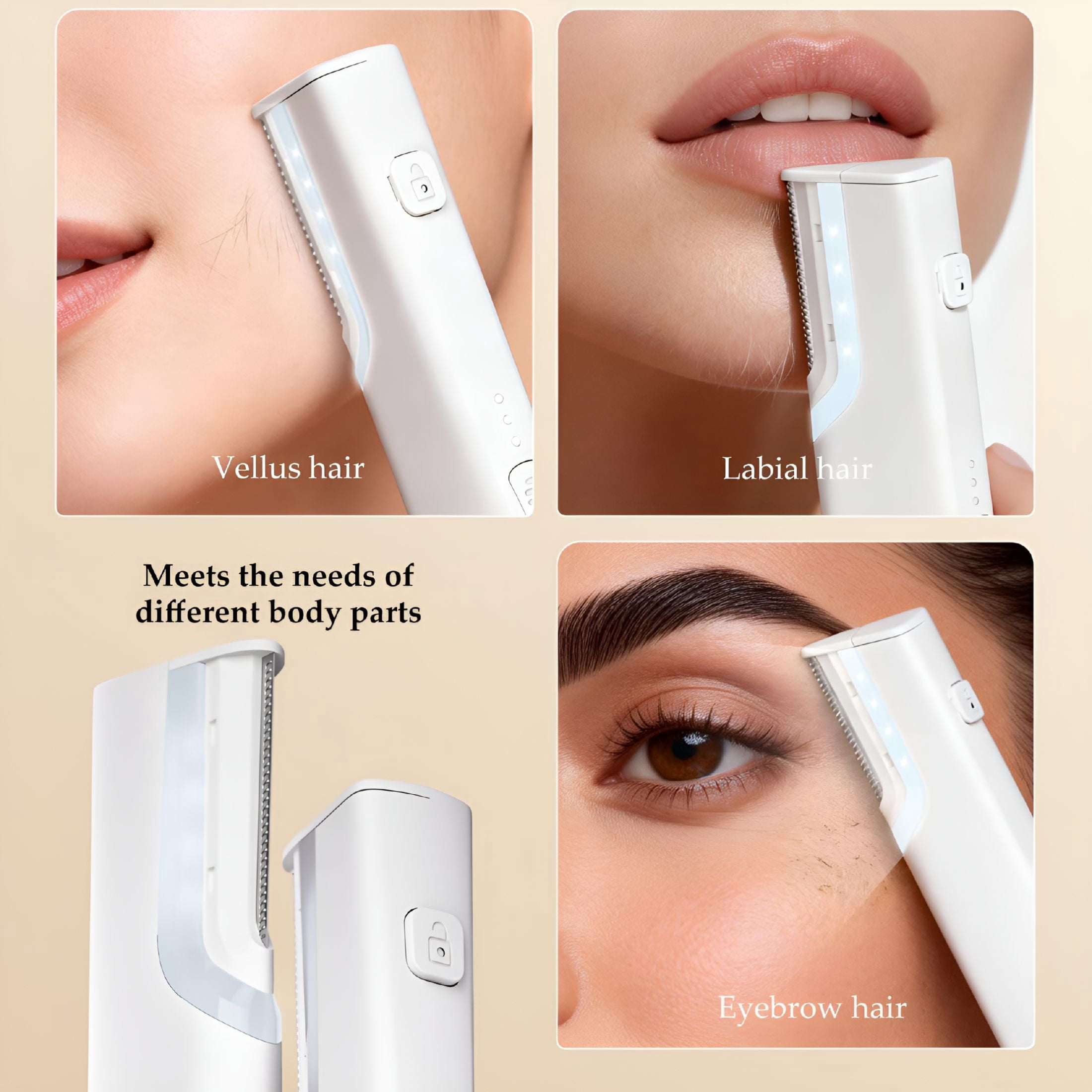 EXLEAF Dermaplaning for Women Face-Rechargeable Dermaplane Razor for Women Face,3-Speed Adjustment&White Led Light,10 Replacement Blades