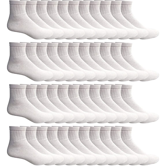 SOCKS'NBULK 60 Pairs Wholesale Bulk Sport Cotton Mens Crew, Ankle, Tube Socks, Size 10-13 (Mens - White Ankle)