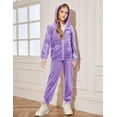 thumbnail image 3 of Arshiner Girls Sweatsuits Active Jogging Velour 2 Pieces Hoodie Pants Winter Outfit Sets, 3 of 8