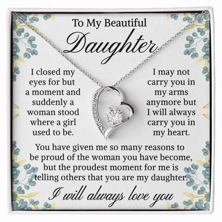 Daughter from Mom and Dad Unique Birthday Necklace for Grown Up Daughter, White Forever Love Necklace