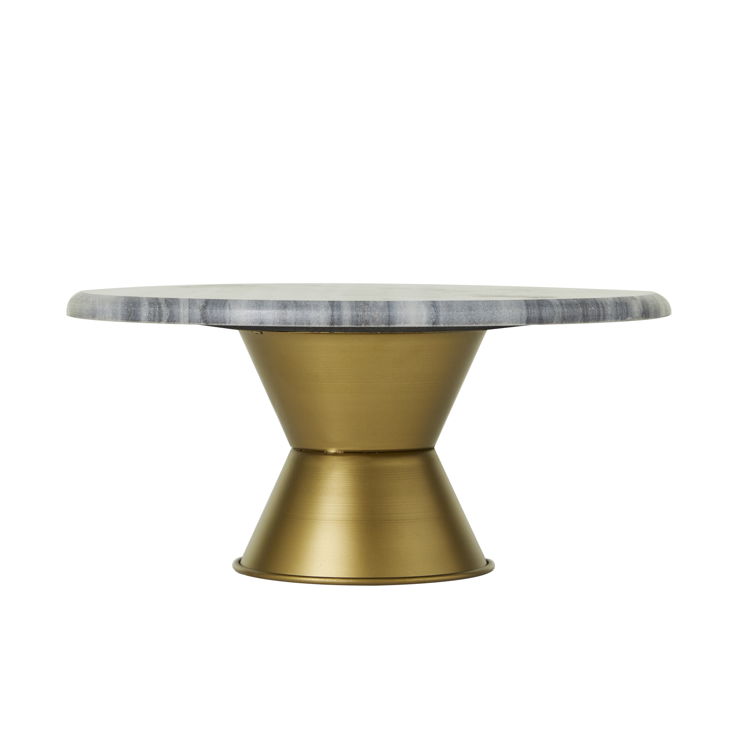 CosmoLiving by Cosmopolitan 14" x 7" Gray Ceramic Cake Stand with Gold Base, 1-Piece