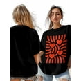 thumbnail image 7 of Women's T-Shirt Red Love Abstract Stripe Minimalist Art Short Sleeve Casual Tee Classic Crew Neck T Shirt for Women Black, XL, 7 of 7