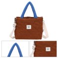 thumbnail image 2 of Bolso cruzado de pana para mujer, bolso de mano informal hinchado, bolso de compras de invierno (marrón), 2 of 7