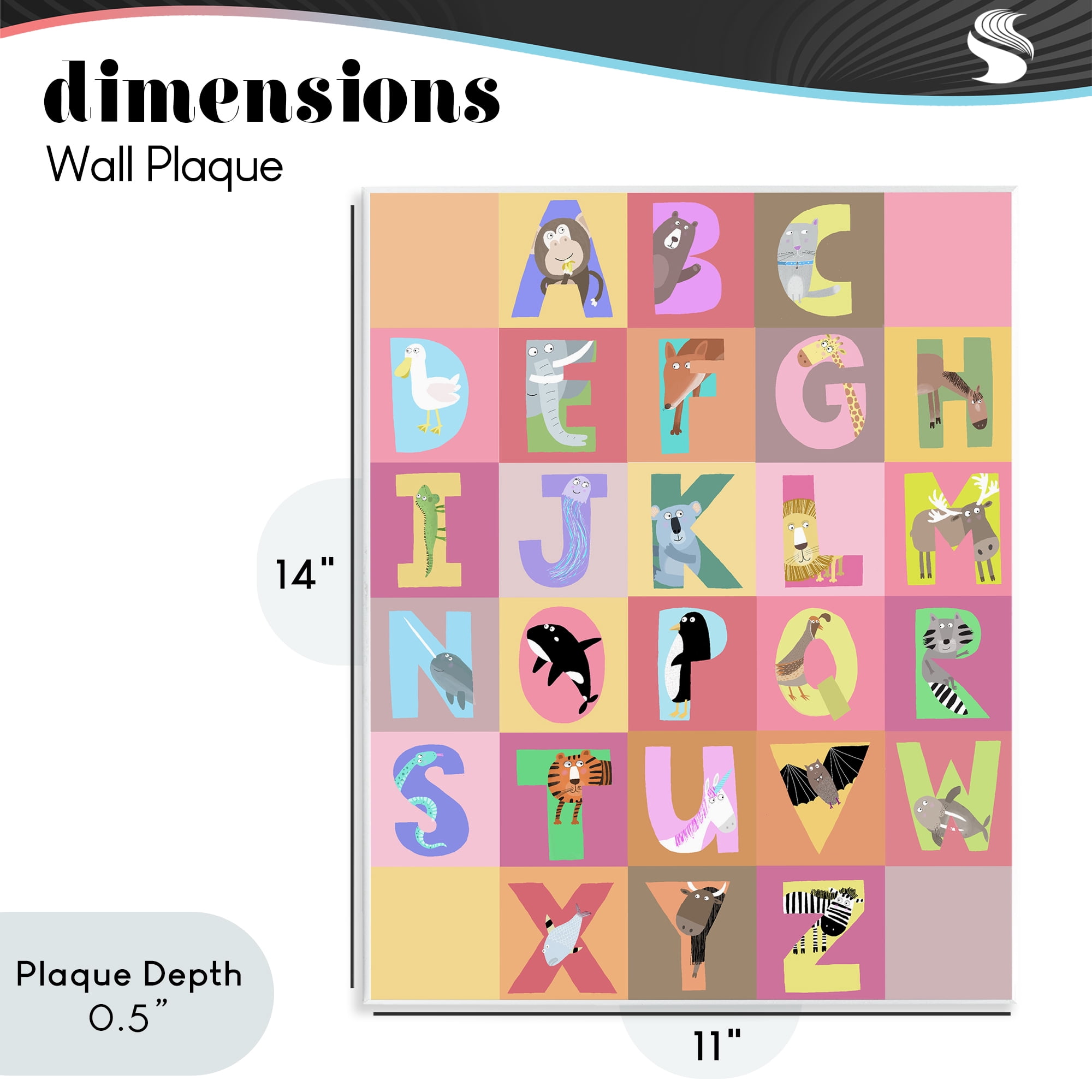 Stupell Industries Animal Alphabet in Pink Wall Plaque Art, design by Carla Daly
