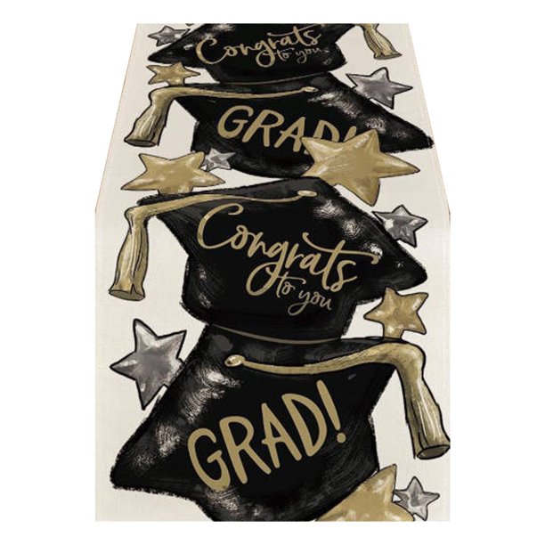 Banderín de graduación para fiesta 2025 Mantel temático Cocina Salón Poliéster Decorativo Caminos de mesa