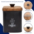 thumbnail image 6 of AuldHome Design Farmhouse Black Enamelware Canisters (Set of 3); Storage Containers for Coffee, Tea and Sugar in Black Enamel and Wood Design, 6 of 8