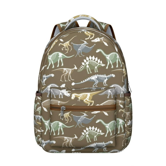 Watercolor Dinosaur Print Student Backpack Cute Baby Dino Pattern Artistic Dinosaur Illustration for Student School Bag