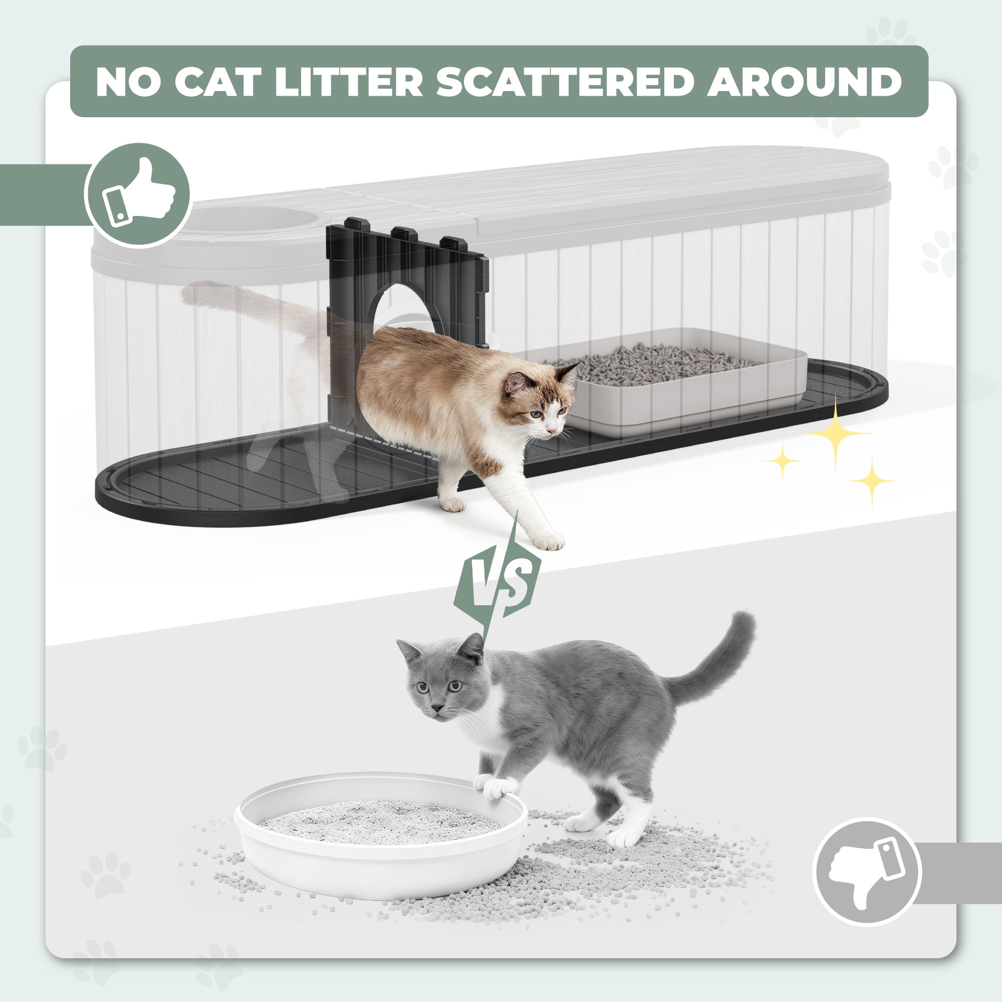 LHBcraft Cat Litter Box Enclosure,HDPE Cat Cabinet with Round Lift-Up Door,Hidden Cat Litter Box Furniture for Bedroom and Living Room,Gray