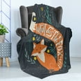 thumbnail image 4 of Vintage Soft Flannel Fleece Throw Blanket, What Does the Fox Say? Hipster Animals Know Better Habitat Creature Illustration, Cozy Plush for Indoor and Outdoor Use, 60" x 80", Multicolor, by Ambesonne, 4 of 5