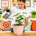 thumbnail image 5 of FIASON 6 Pack 10 Inch Pink Embossed Plastic Plant Pots with Vine Patterns, Drainage Holes and Matching Saucers, Decorative Flower Planters for Indoor Outdoor Garden Patio Home Office Decor, 5 of 8