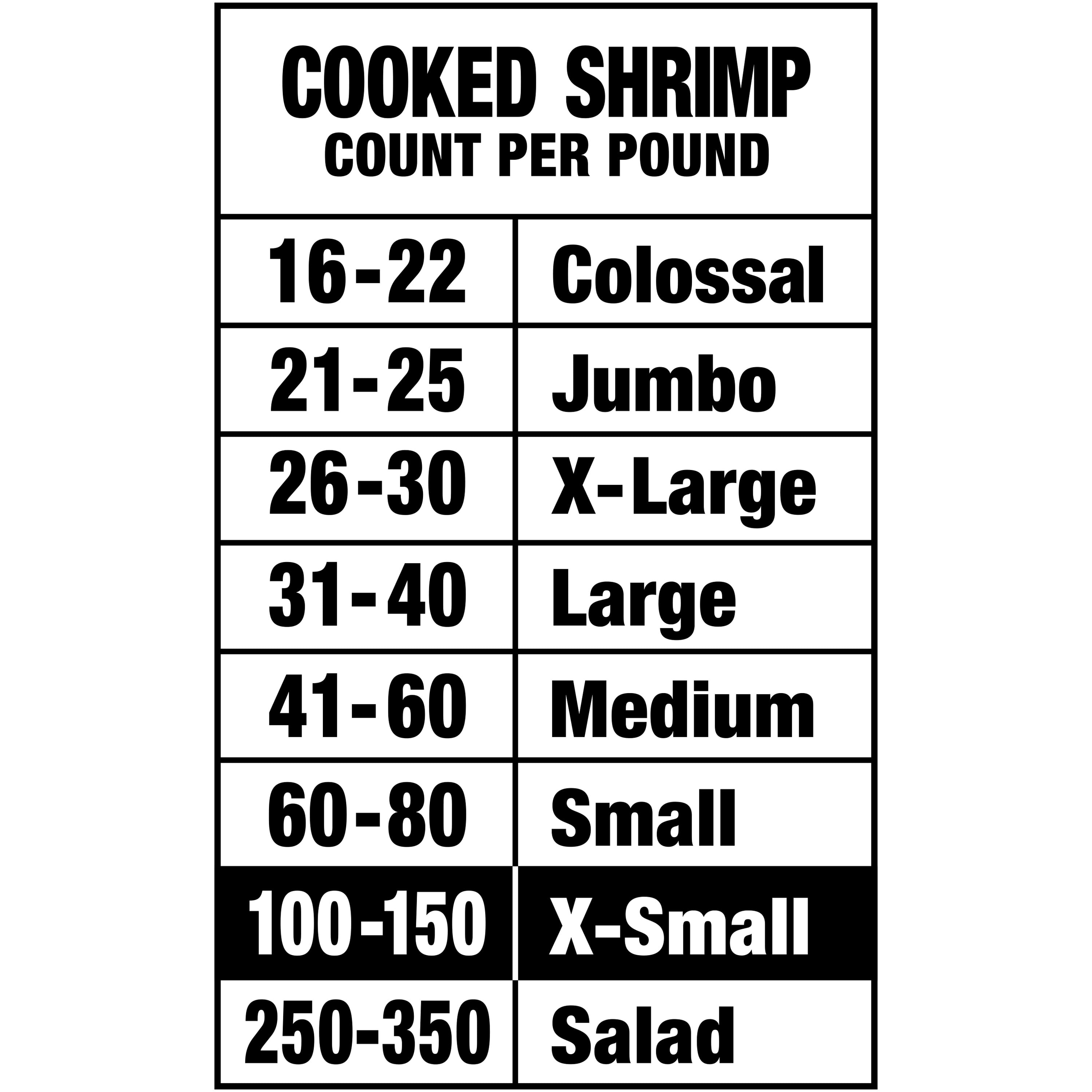 Great Value Frozen Cooked Extra Small Peeled & Deveined, Shrimp Value Bag, 24 oz (100-150 Count per lb)