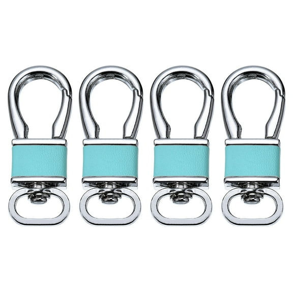 Key Chain Hooks, 4Pack Zinc Alloy Keychain Key Clip Hook, Key Rings Waist Pendant Leather Buckle (Blue)