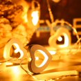 thumbnail image 1 of 1 cadena de luces decorativas de 1,5 m con 10 LED de madera blanca en forma de corazón, con batería y fuente de alimentación, ideal para San Valentín, Día de la Madre, boda, propuesta de matrimonio,, 1 of 7