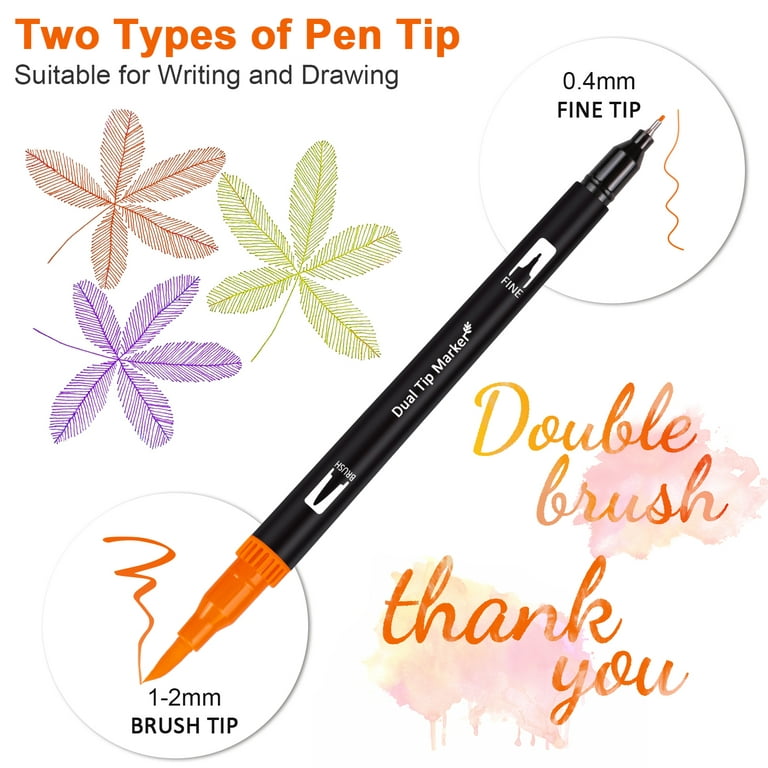Dual Tip Brush Markers Art Pen Set, Artist Fine and Brush Tip
