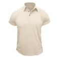 thumbnail image 2 of Dreluolixuan Golf Shirts for Men Short Sleeve Button up Tee Tops Short Sleeve Blouses Lapel Cotton Tees Plain Solid Color Tops Slim Fit T Shirt Summer Beige 2XL, 2 of 4