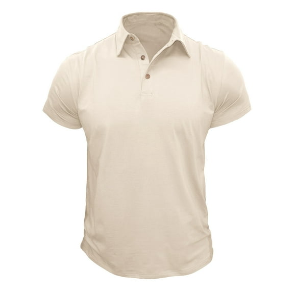 Inleife Mens T-Shirts Clearance, Men Short Sleeve Solid Casual Fashion Turn-down Collar Pullover Buttons T Shirt Blouse