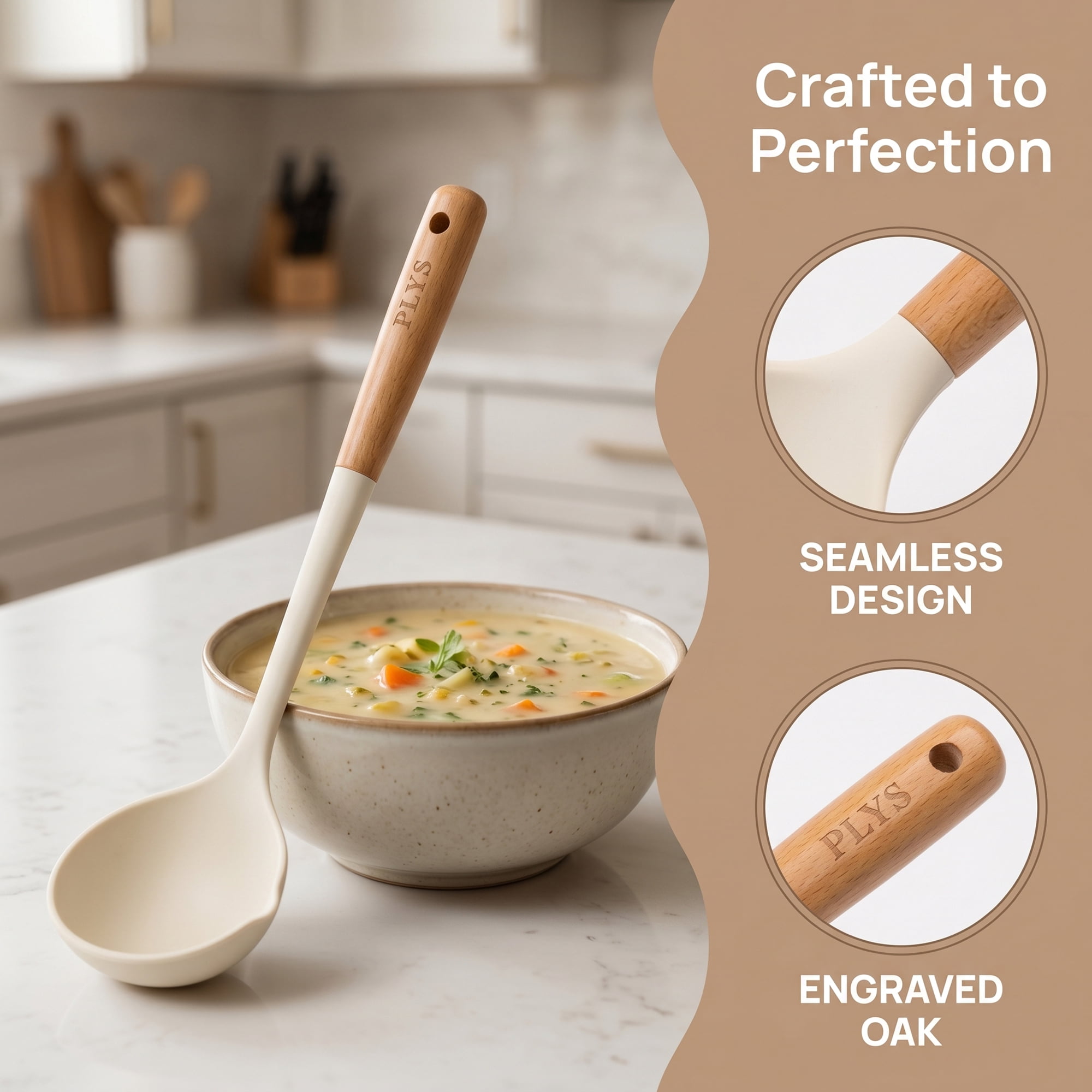 Unique Bargains Color-Blocked Round Holes Silicone Kitchen Utensil Set White B 3pcs