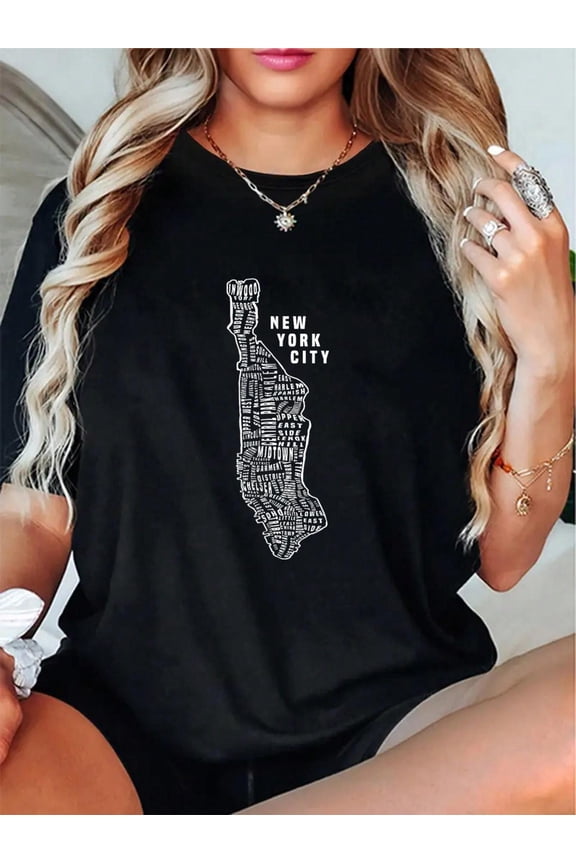 New York City Map T-Shirt NYC Souvenir Gift Tee T-Shirt