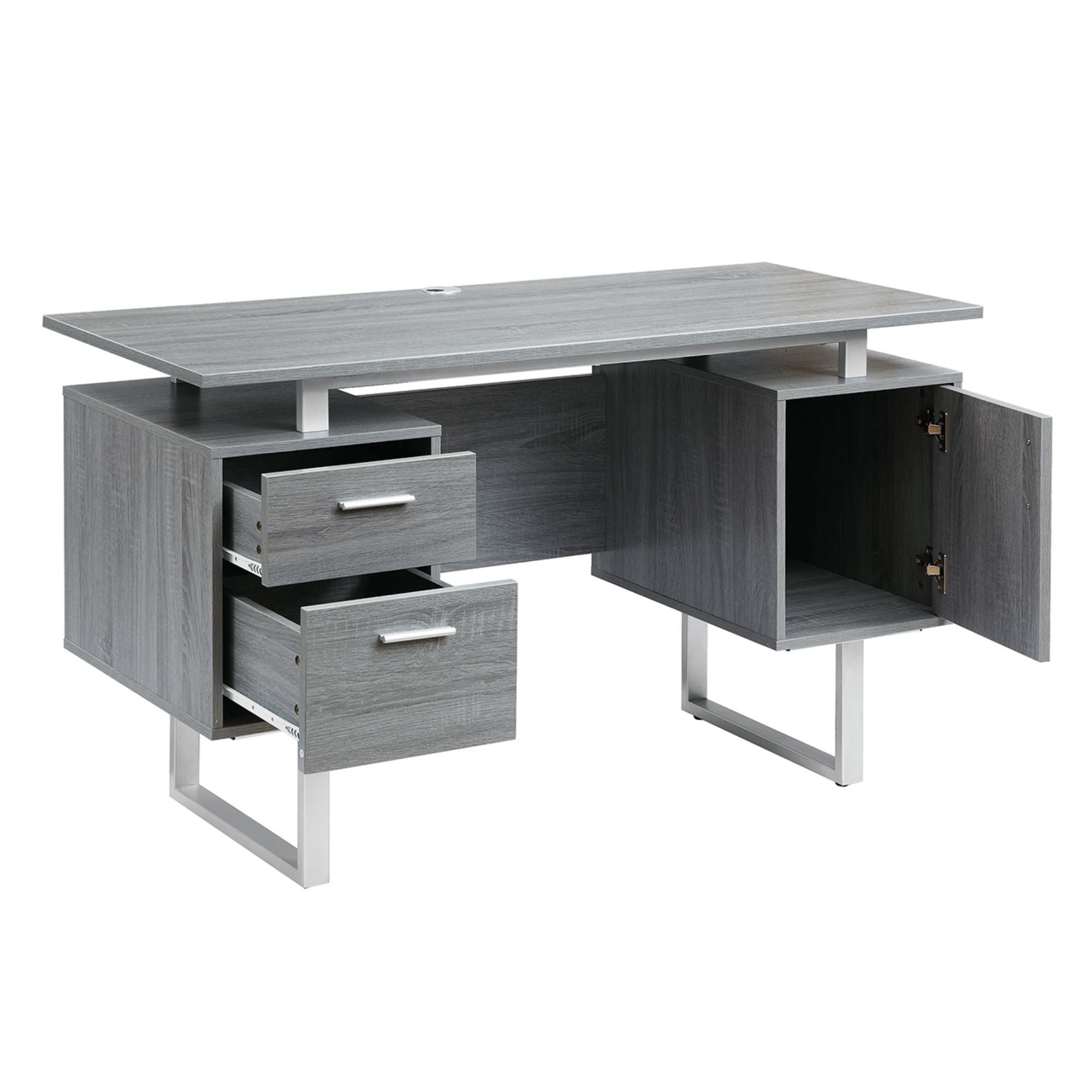 DEALTOPS Modern Computer Desk with Multiple Storage Spaces and Metal Frame for Home and Office -Gray