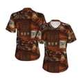 thumbnail image 3 of Goofa Log Cabin Inside Pattern Women's Slim-Fit Short-Sleeve V-Neck T-Shirt,Classic-Fit Short-Sleeve V-Neck T-Shirt-Small, 3 of 5