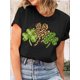 thumbnail image 1 of Camiseta de manga corta con estampado de trébol para mujer: estilo informal, cómoda, de algodón elástico, cuello redondo, lavable a máquina, ideal para todo tipo de climas. Para adultos, hombres, muje, 1 of 5