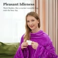 thumbnail image 4 of Winthome Warm Wearable Blanket with Sleeves for Adults Child Cozy Soft Sofa TV Throw Blanket with Hook and Loop Fastener Elastic Cuffs Purple 55''x67' Machine Washable, 4 of 7