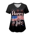 thumbnail image 6 of COMVALUE Patriotic Scrub Tops for Women 4th of July Flag Print V Neck Tee Short Sleeve Casual Tops Working Uniform (Navy, M), 6 of 6