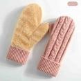 thumbnail image 2 of QSAWXQZ Women's Cable Knit Sherpa Lined Mittens Thick Thermal Winter Gloves for Cold Pink Free Size, 2 of 3