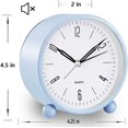 thumbnail image 2 of Despertador analógico, reloj pequeño súper silencioso de 4 pulgadas sin tictac con luz de noche, funciona con pilas, diseño simple, para dormitorio (azul cielo), 2 of 5
