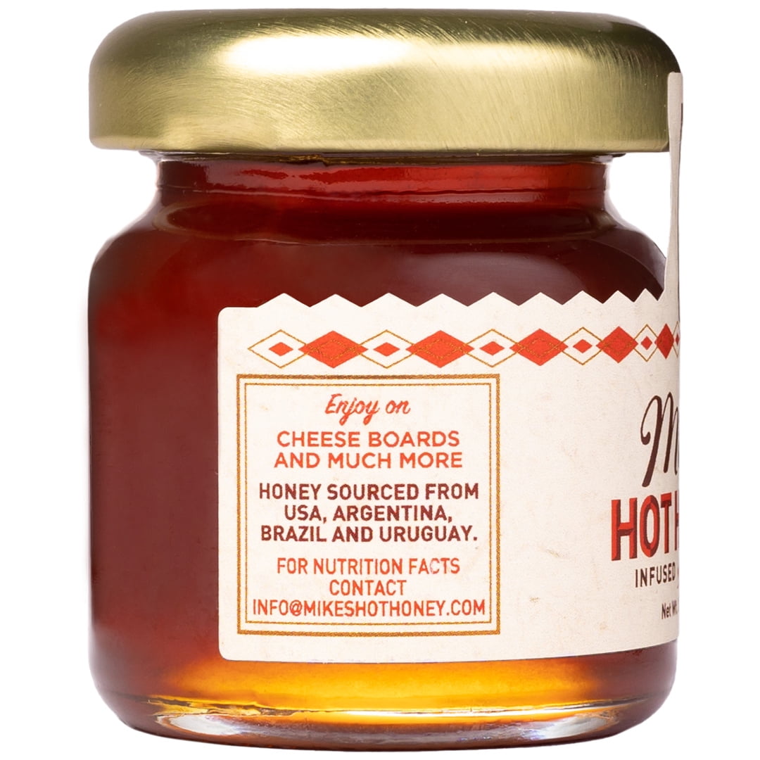 (6 pack) Mike's Hot Honey Infused with Chilies, Glass Mini Jar, 1.55 oz, Gluten Free