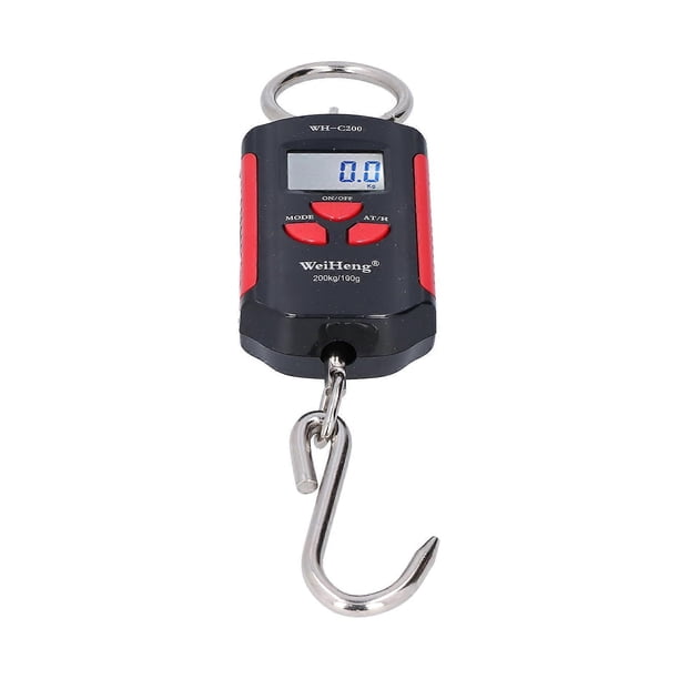 200kg Crane Scale, Heavy Duty, Hanging Weight Hook, Steelyard, Portable, Electronic, HD Backlight (Red & Black)