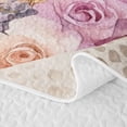 thumbnail image 5 of Castle Fairy Floral Perfume Print Twin Quilt Set,Vintage Watercolor Flowers Pattern Twin Coverlet Set,Pink Purple, 5 of 7