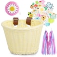 thumbnail image 3 of Opolski 1 Set Hand-Woven Bicycle Basket with Stickers Large Capacity Easy Installation Bicycle Front Basket, 3 of 6