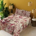 thumbnail image 3 of Ambesonne Retro Fitted & Top Sheet Set with Shams, Cherry Blossoms Floral, Beige and Pink, 3 of 5