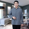 thumbnail image 3 of Toystoory Uniformes de limpieza, ropa de camarera transpirable de manga larga cómoda con espalda recta para hoteles, restaurantes, cafeterías Gris, estilo de los hombres 4XL, 3 of 6