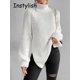 thumbnail image 2 of Suéter holgado de cuello alto de invierno para mujer, jersey elegante con mangas caídas y abertura lateral, jerséis elegantes estilo Harajuku vintage, tops de punto de gran tamaño, 2 of 5