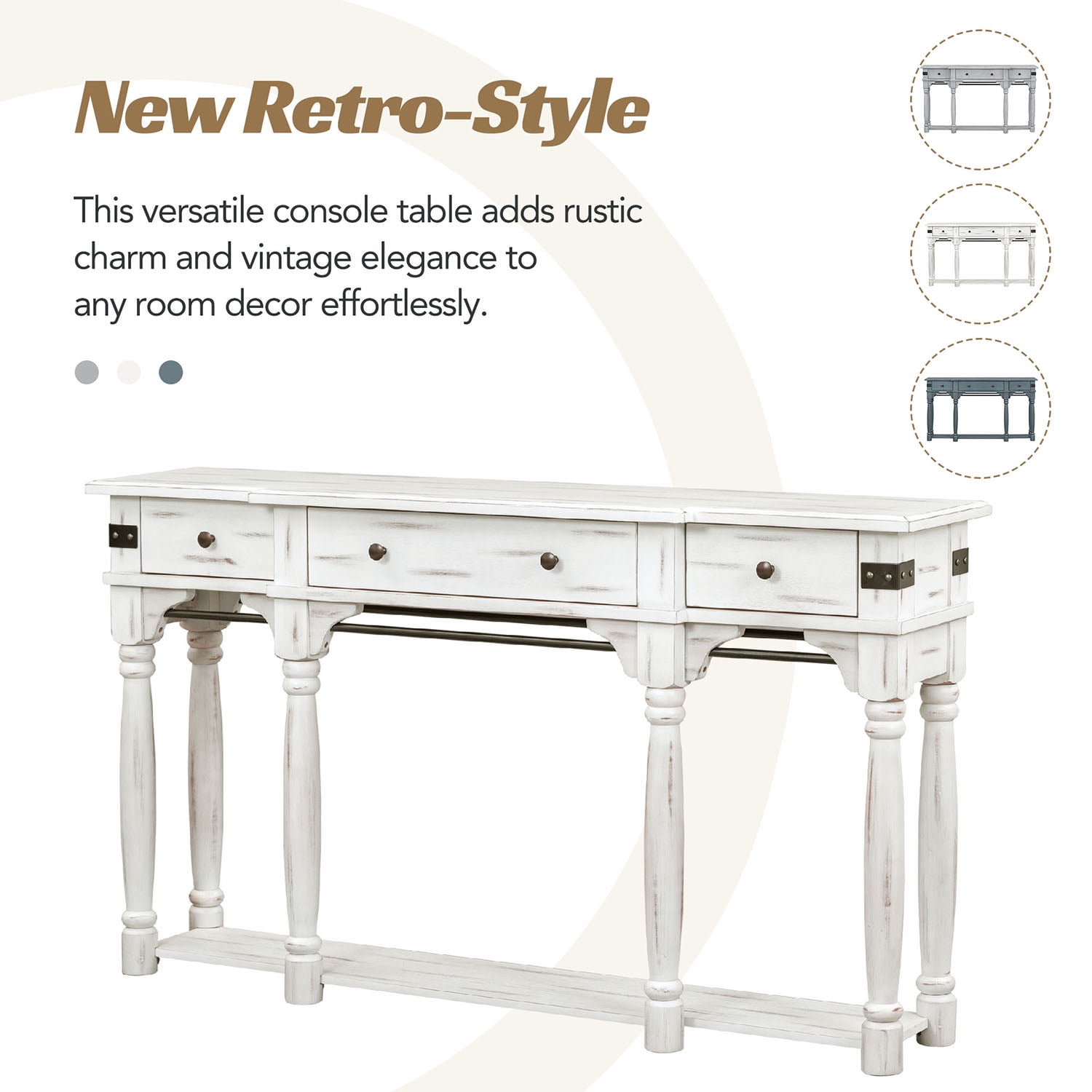 Kadyn 60" Console Table, Entryway Table with Storage Drawers and Bottom Shelf for Entryway, Hallway, Creamy White Kadyn 60" Console Table, Entryway Table with Storage Drawers and Bottom Shelf for Entryway, Hallway, Creamy White