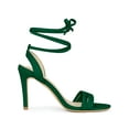 thumbnail image 3 of BLISSFUL STEP Women's Lace up Stiletto High Heels Sandals Emerald Green 8.5, 3 of 7