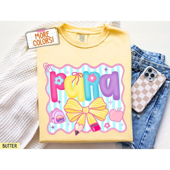 Para Shirt Paraprofessional Teacher Shirt Preppy Funny Teachers Teams tShirt Neon Doodle W