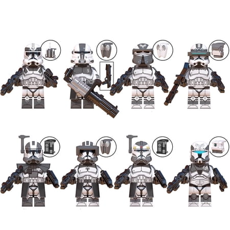 ZHUJI Collectible Star Wars Battle Clone Troopers Minifigure Building Blocks, ABS, 0.09 kg, 8 Pieces