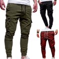 thumbnail image 2 of Pantalones de chándal con múltiples bolsillos para hombre, ropa de calle informal de gran tamaño, color sólido, 2021, 2 of 5