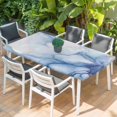 thumbnail image 2 of Blue Marble Table Cloths for 3 Foot Rectangle Tables, Gradual Modern Abstract Art Patio Waterproof Elastic Fitted Tablecloths, Washable Rectangular Table Cover for Camping, 2 of 8