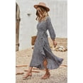 thumbnail image 4 of Boho Floral Print High Split Long Sleeve Wrap Maxi Dress with Belt, 4 of 6