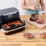 Ninja Foodi 4-in-1 Air Fryer, 7-Qt MegaZone FlexBasket, 4 Functions, Smart Finish Cook 2 Foods 2 Ways, Air Fry, Roast, DZ070 Black