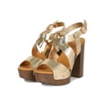 thumbnail image 5 of Women Peep Toe Crisscross Wooden Chunky Platform Heel Sandal 18912, 5 of 6