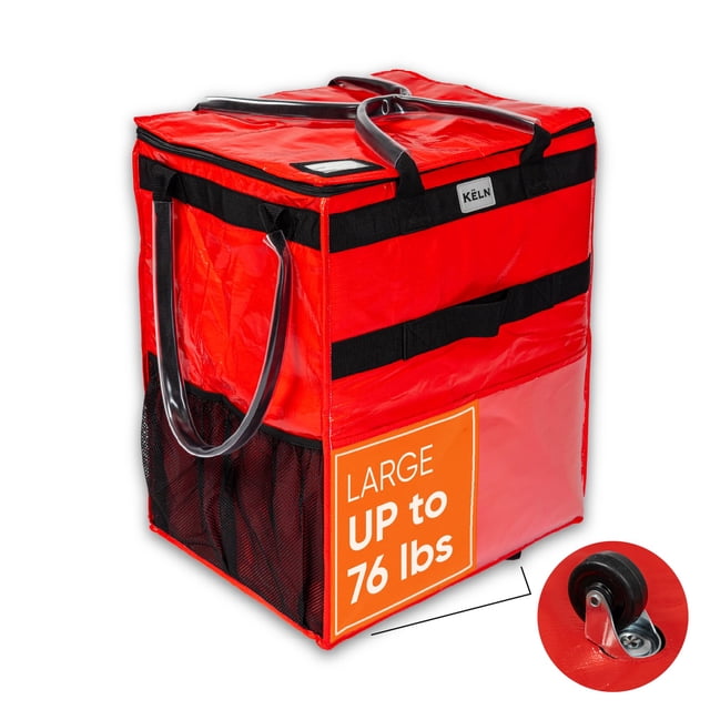 KELN Sac Fourre-Tout Roulant Rouge sur Roues – Chariot d'Épicerie Pliable Durable avec Fermeture Éclair Imperméable – Sac de Courses Pliable