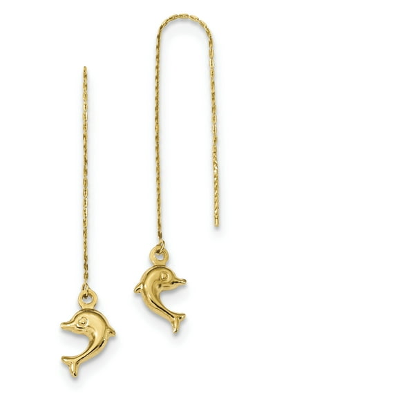 Primal Gold 14 Karat Yellow Gold Dolphins Threader Earrings