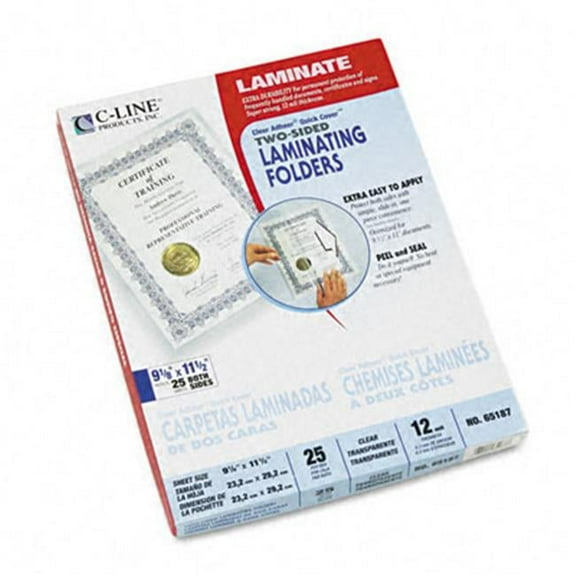 C-Line  Quick Cover Laminating Folders  12mm  9-1/8 x 11-1/2  25 Pack